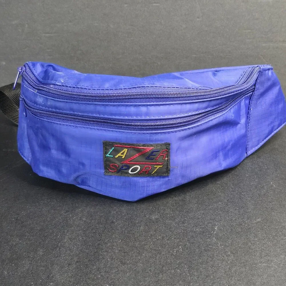 Vtg 1980s Lazer Sport Fanny Pack Neon Purple Great Condition Zippers Work 11